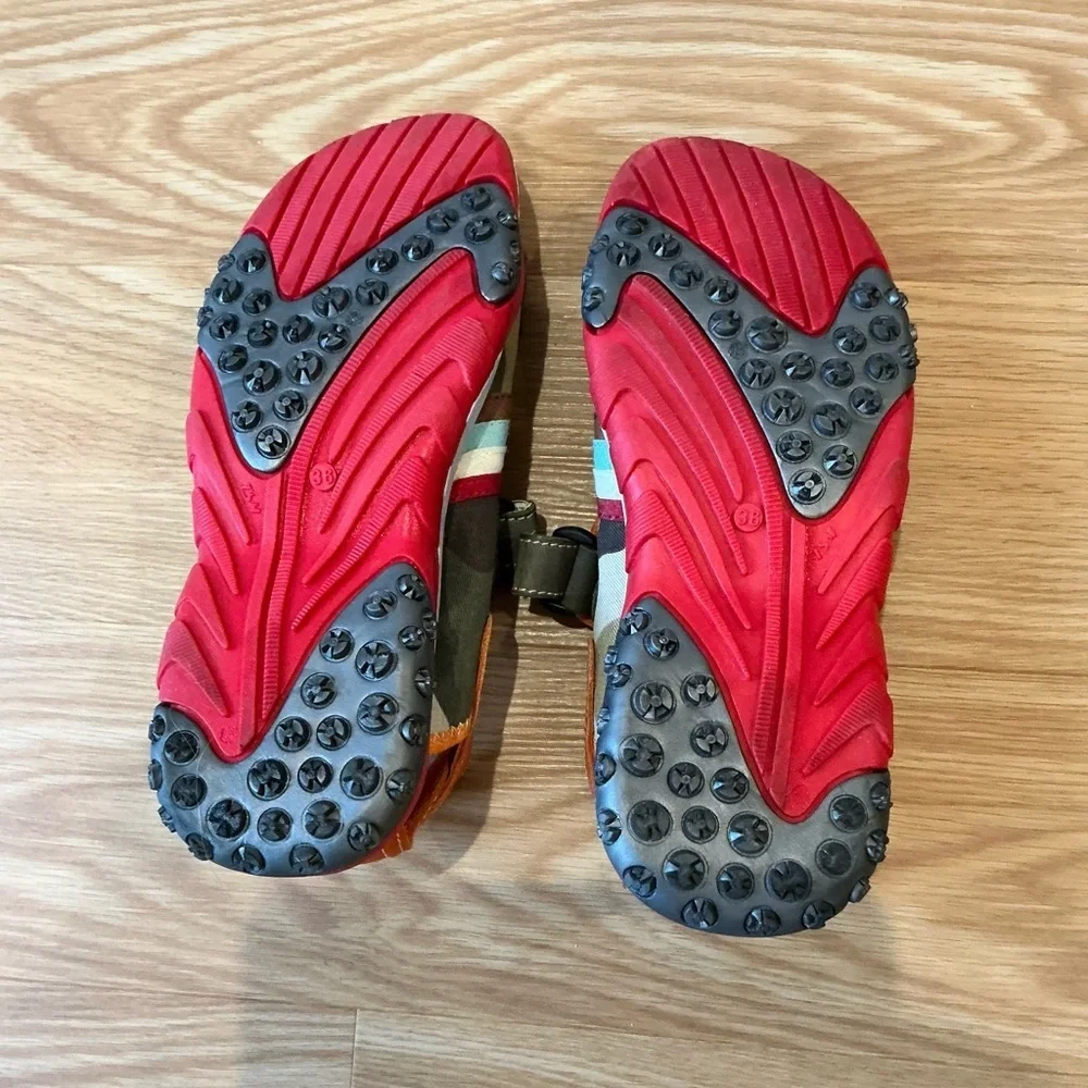 D&G Junior Sandals Camouflage Stripe Print Orange and Green Size 36